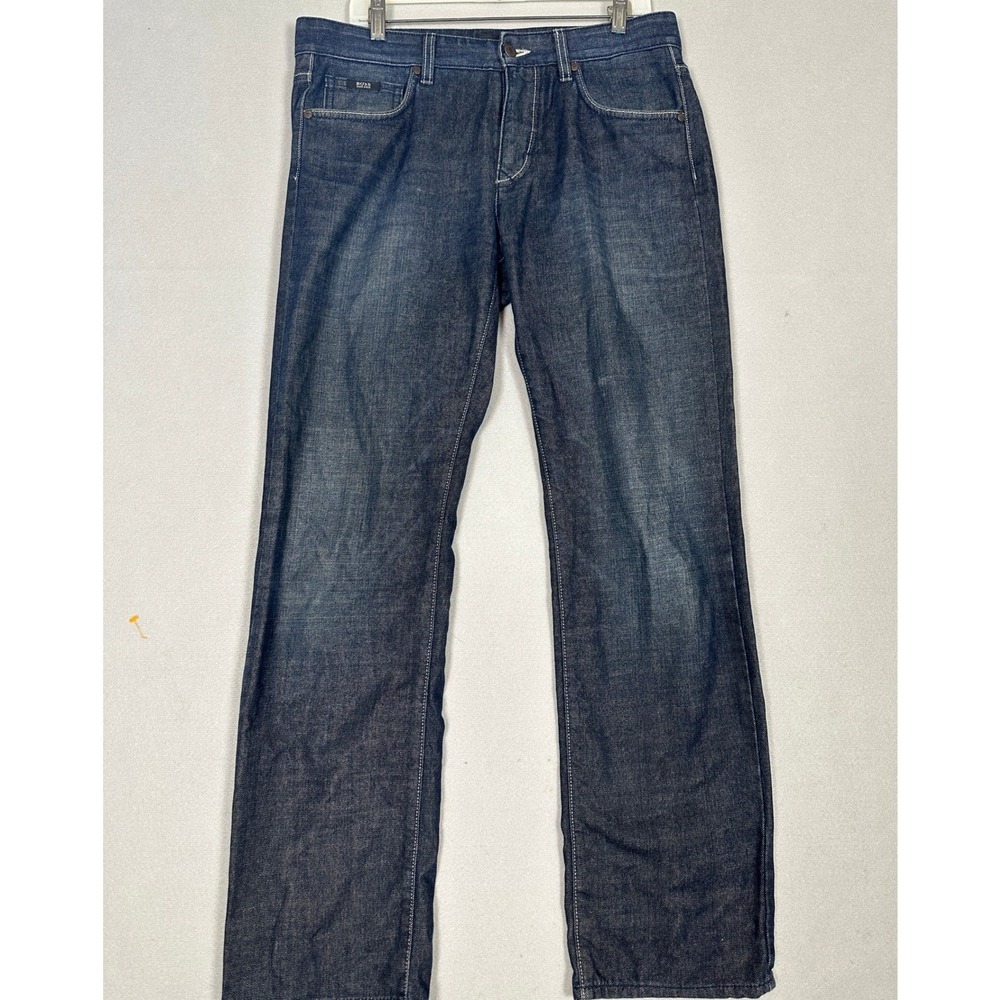 Hugo Boss Kansas Jeans Mens 33X32 Blue Regular Fit Straight Leg Dark Wash Denim
